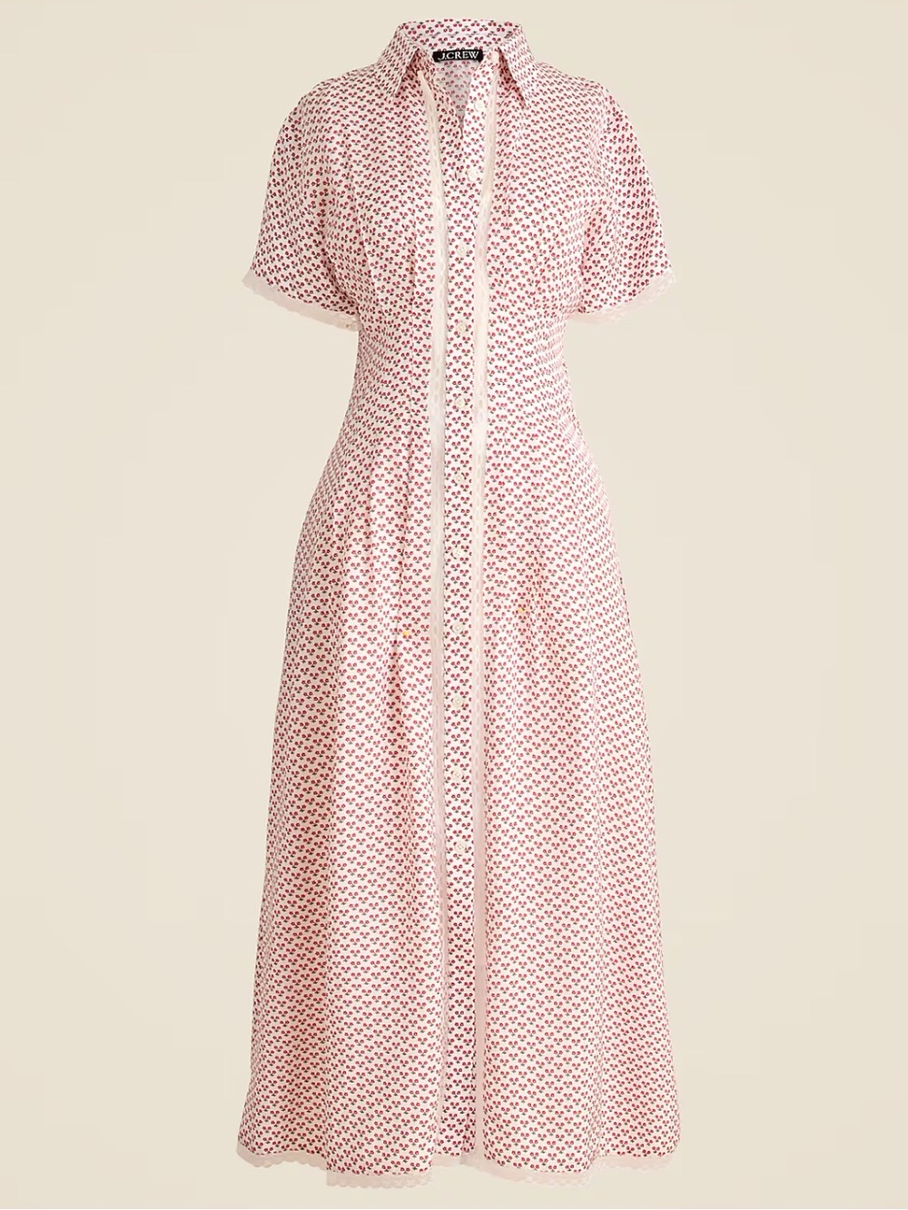 J. CREW Lace-Trim maxi Shirt Dress in glossy twill SIZE 12